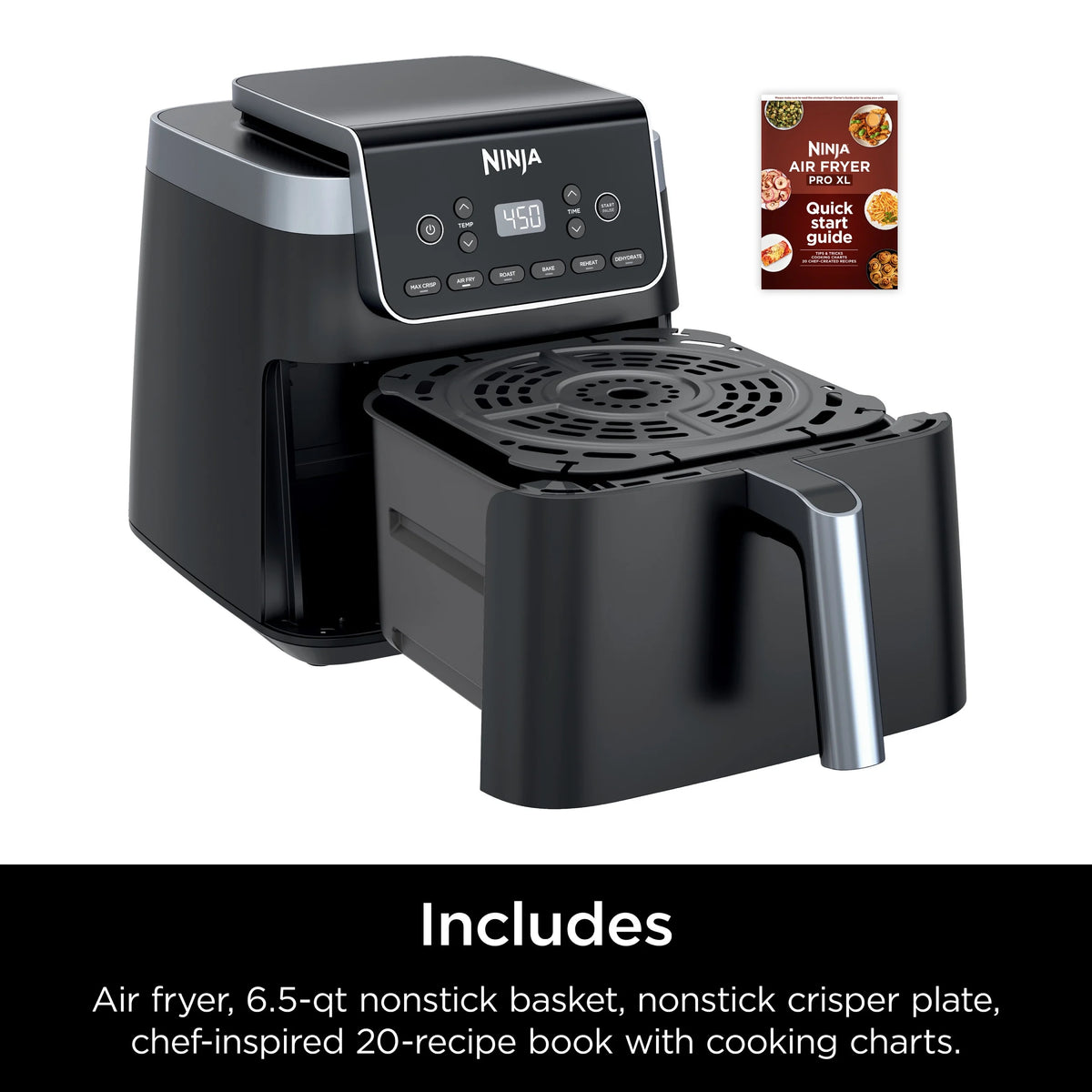Ninja Air Fryer Pro XL 6-in-1 with 6.5 QT Capacity, Max Crisp, Air Fry, Air Roast, Bake, Reheat, Dehydrate, Max Crisp Technology, AF181