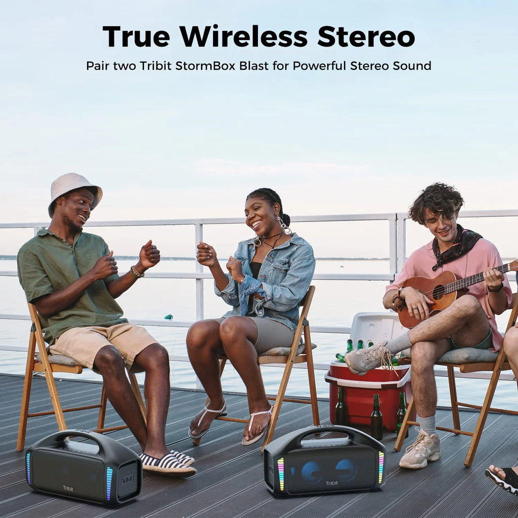 Tribit StormBox Blast Portable Speaker,90W Stereo Sound Loud Speaker with XBass,IPX7 Waterproof Bluetooth Speaker LED Light, PowerBank, Bluetooth 5.3, Custom EQ, 30H Playtime Party