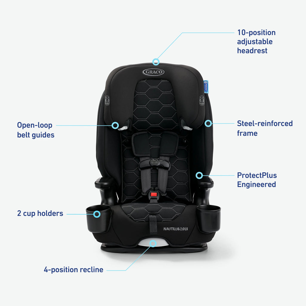 Graco® Nautilus® 2.0 LX ft. InRight ™ LATCH 3-in-1 Harness Booster Forward Facing Car Seat, Hex