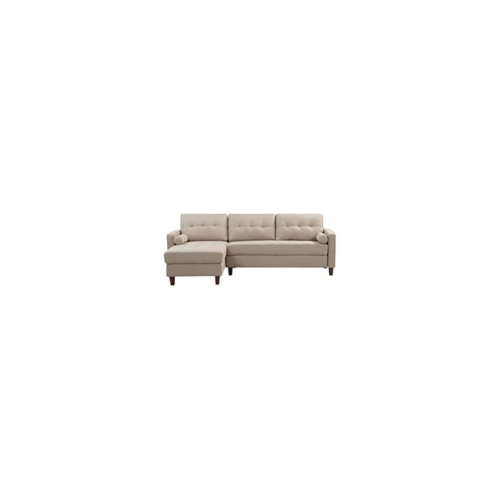 Sectional Sofa with Storage – Modern Upholstered Tufted Living Room Couch, Reversible Chaise for Home, Apartment, Office, 95.7” L, Beige