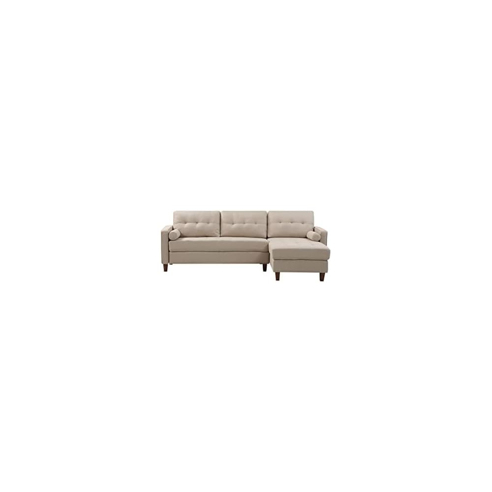 Sectional Sofa with Storage – Modern Upholstered Tufted Living Room Couch, Reversible Chaise for Home, Apartment, Office, 95.7” L, Beige