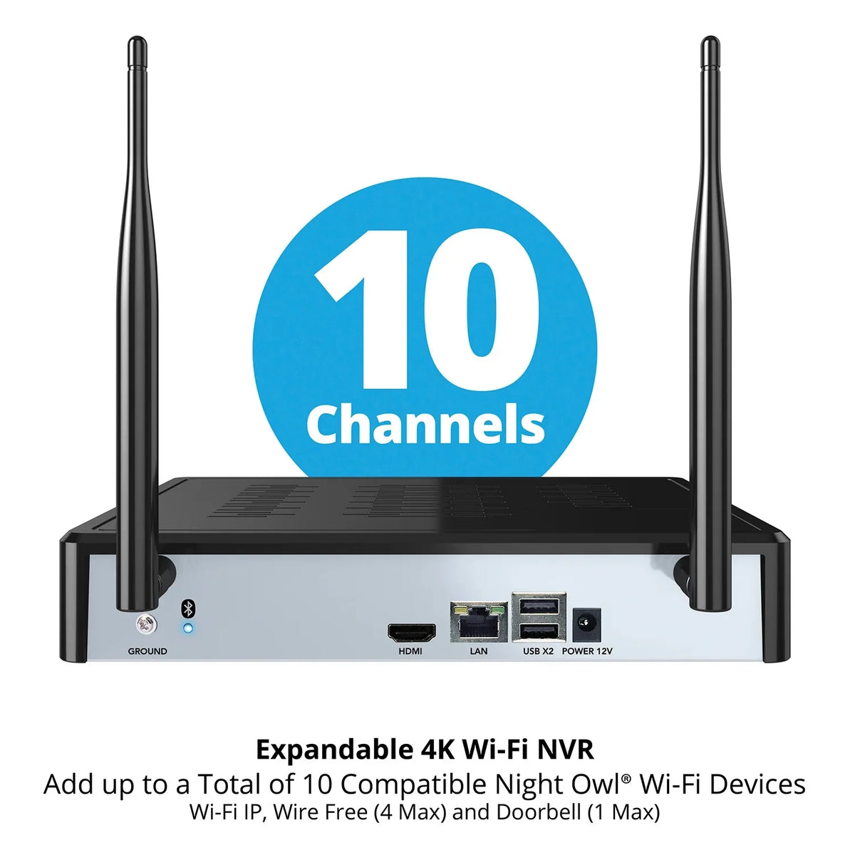 Night Owl 10 Channel 4K Wi-Fi NVR Security System with 1TB Hard Drive and 4 Wi-Fi IP 2K Deterrence Cameras with 2-Way Audio