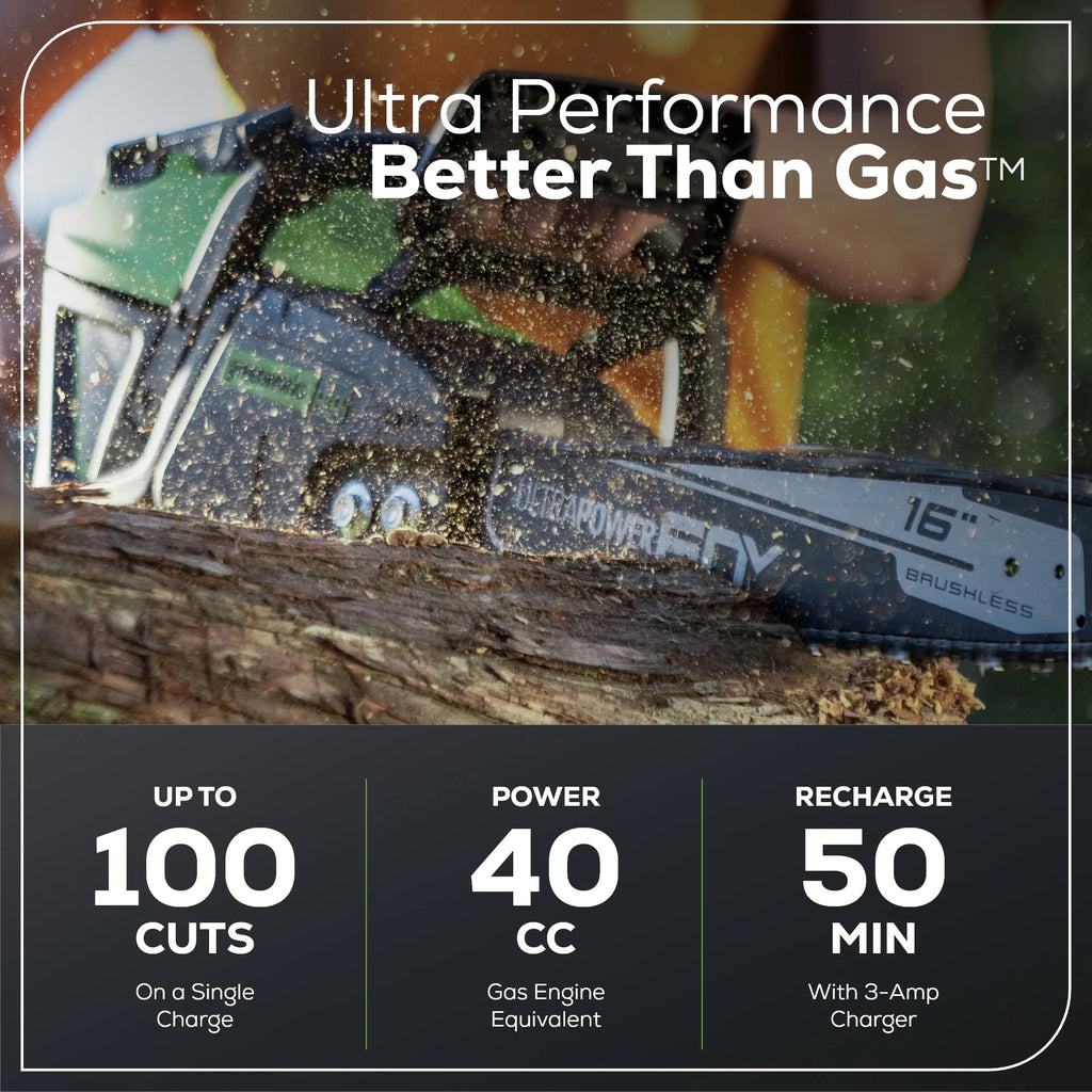 Greenworks Pro 60V 16 in. Brushless Cordless 2kW Chainsaw with 2.5 Ah Battery and Charger