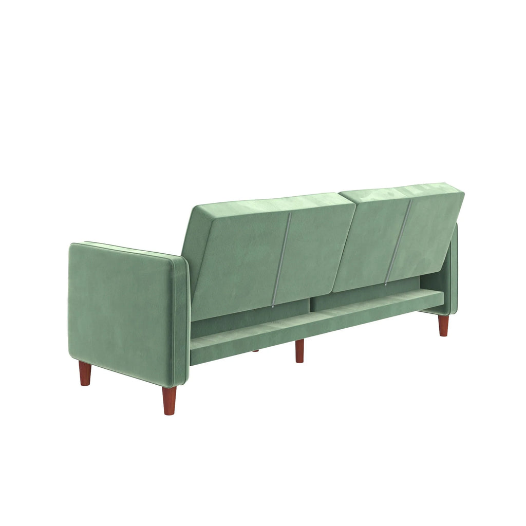 DHP Pin Tufted Transitional Futon, Light Green Velvet