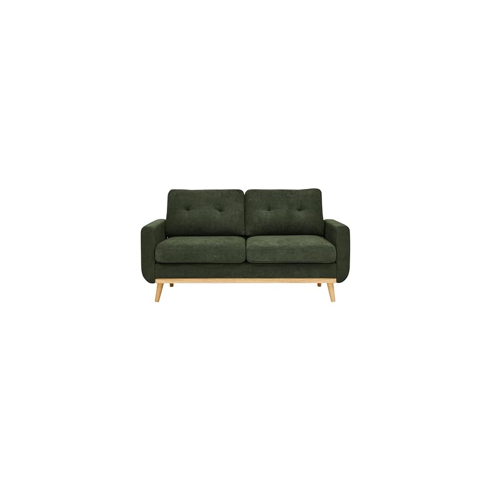67" Green Loveseat Sofa, Mid Century Modern Love Seat Sofas and Comfy Couches for Living Room, Button Tufted Small Cloud Couch for Bedroom Office Apartment Small Space, Easy Assembly (Dark Green)