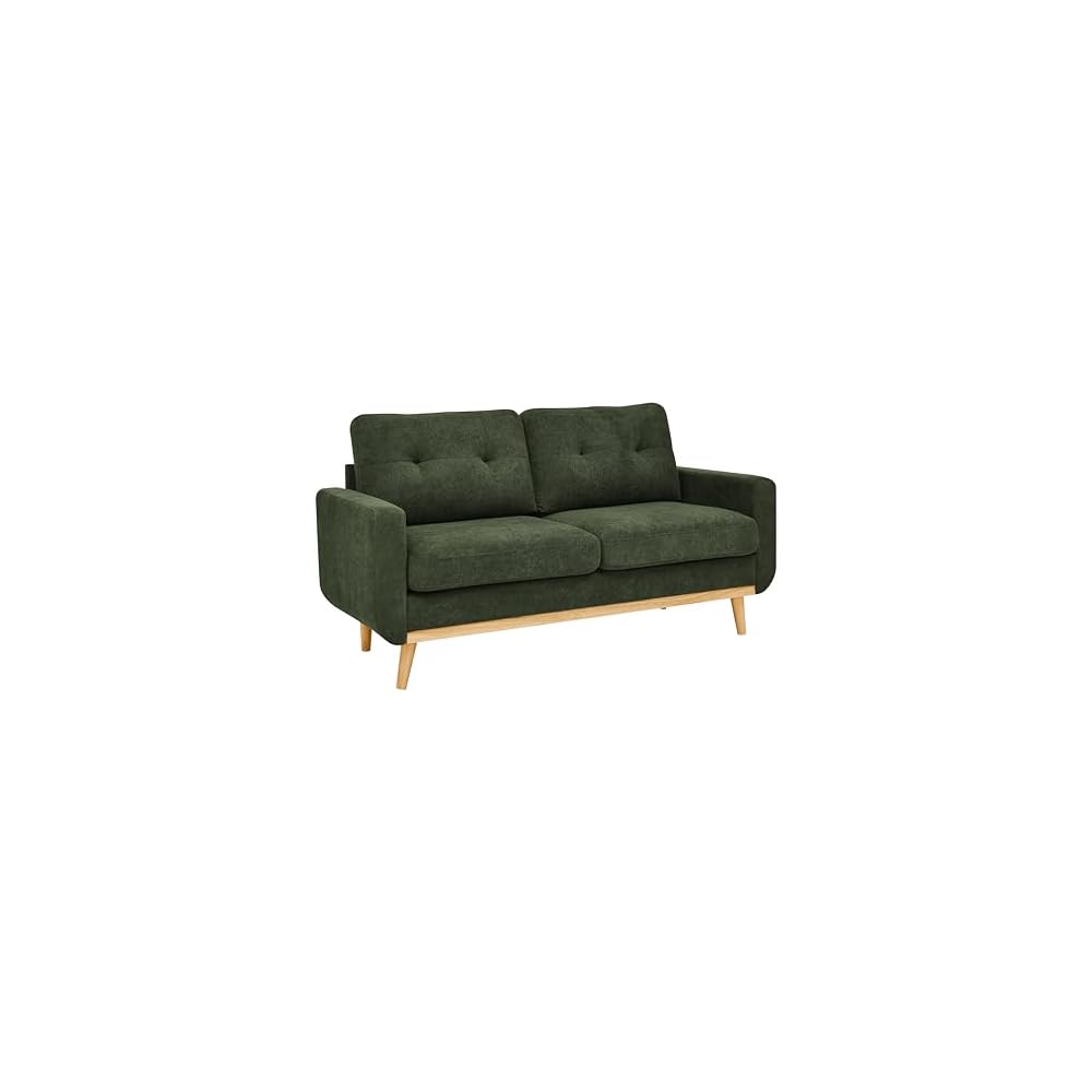 67" Green Loveseat Sofa, Mid Century Modern Love Seat Sofas and Comfy Couches for Living Room, Button Tufted Small Cloud Couch for Bedroom Office Apartment Small Space, Easy Assembly (Dark Green)