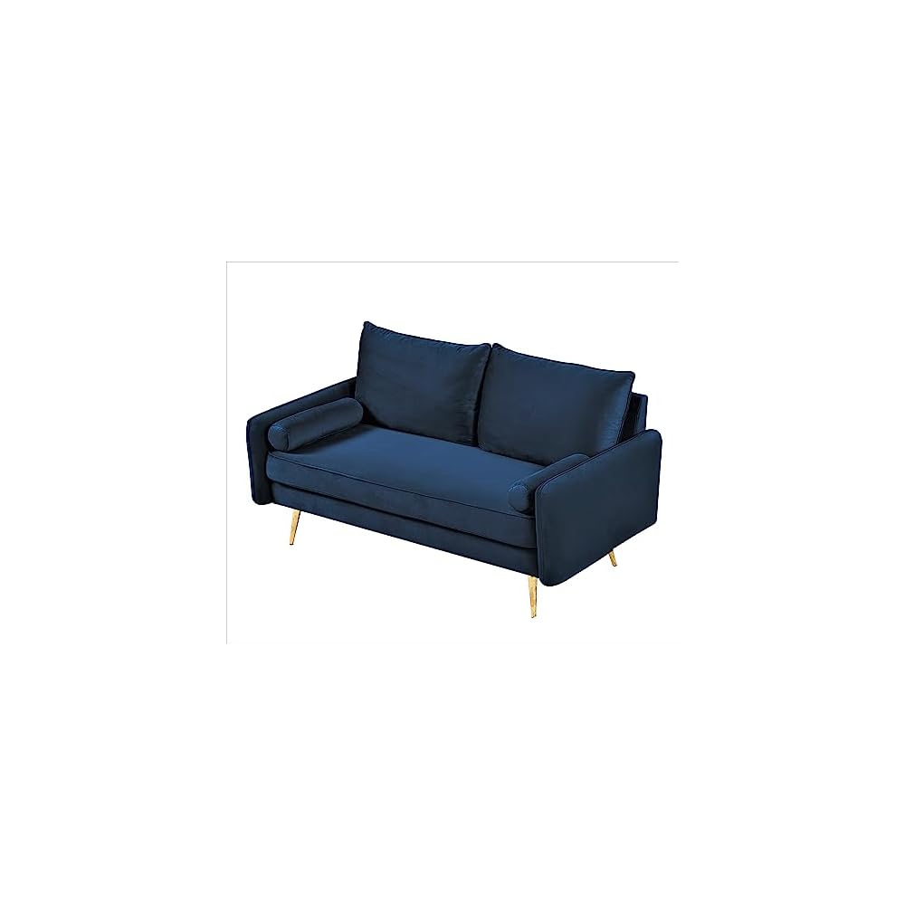 Kent Modern Loveseat, European Style Velvet Living Room Furniture with Tapered Legs, Vintage Flair, and Sleek Design, Love Seat, Dark Blue