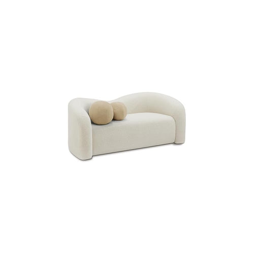 186Cream-L Kali Collection Modern | Contemporary Loveseat with Soft Cream Faux Shearling Teddy Fabric, Curved Back, 62" W x 33" D x 27" H, Cream