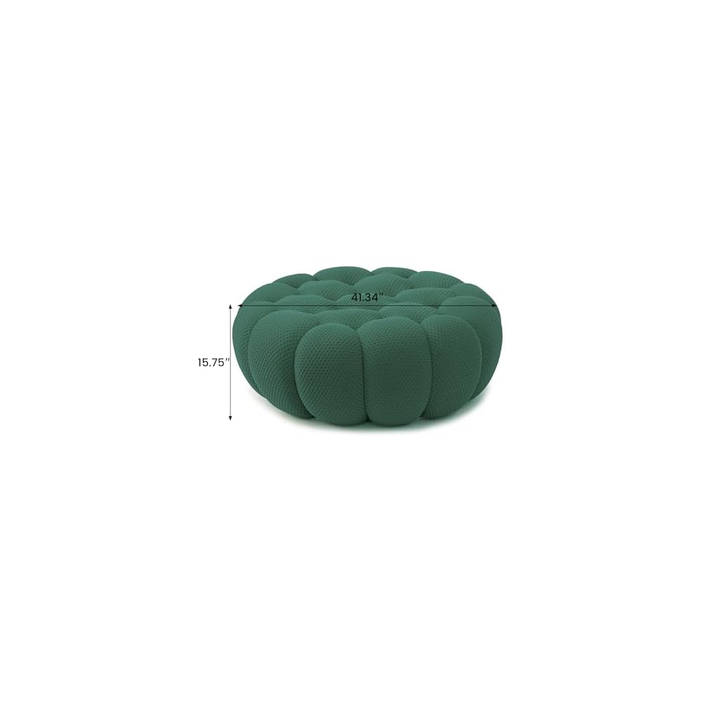 Modern Comfy Ottoman, 41.24'' Bubble Footstool, Upholstered Mesh Fabric Bubble Couch Sofa, 3D Honeycomb Shape Ottoman for Living Room, Office, Apartment, Small Space (Green)
