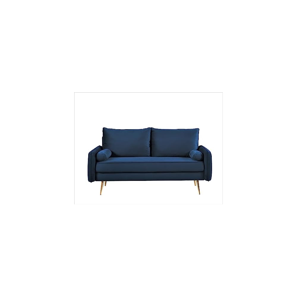 Kent Modern Loveseat, European Style Velvet Living Room Furniture with Tapered Legs, Vintage Flair, and Sleek Design, Love Seat, Dark Blue