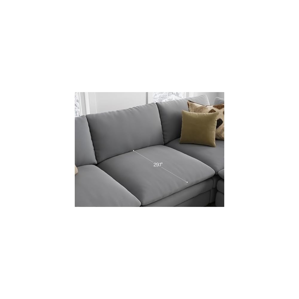 Cloud Couches for Living Room L Shaped Sectional Couch with Ottoman Deep Plush 4 Seats Sofa Modern Sofa for Apartment