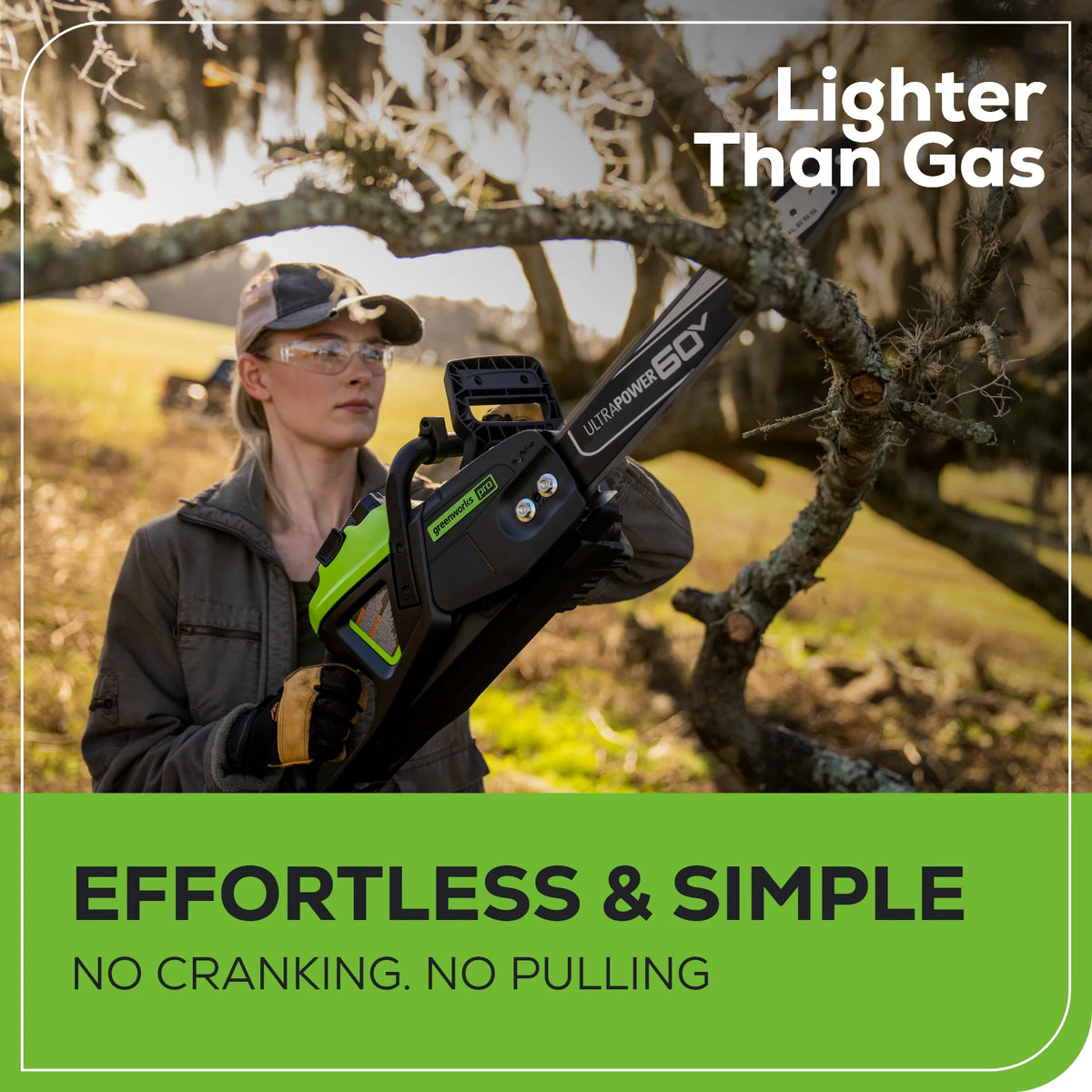 Greenworks Pro 60V 16 in. Brushless Cordless 2kW Chainsaw with 2.5 Ah Battery and Charger