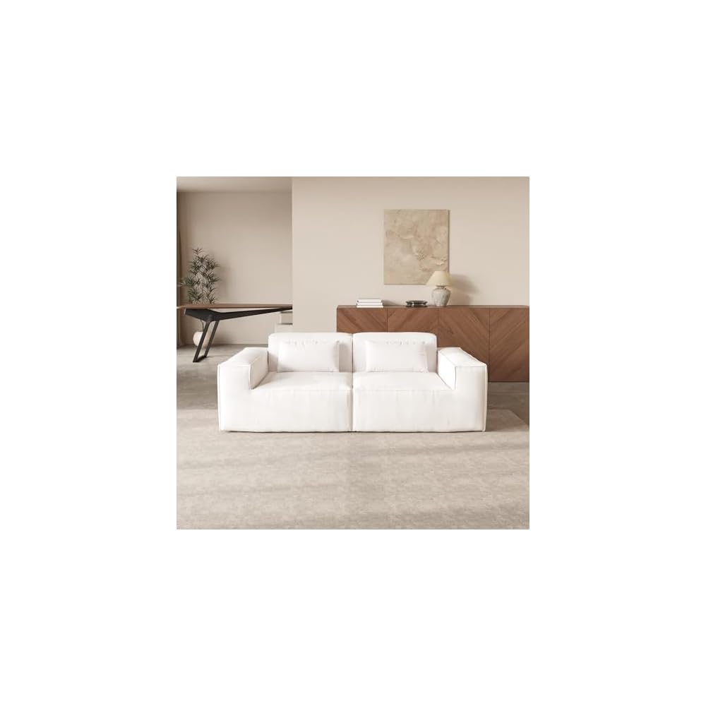 86.62" Modular Sectional Couch, Huge Plus Love Seat Sofa, Modern Comfy Cloud Couches, Sofa Furniture for Living Room, Office, Apartment, Beige