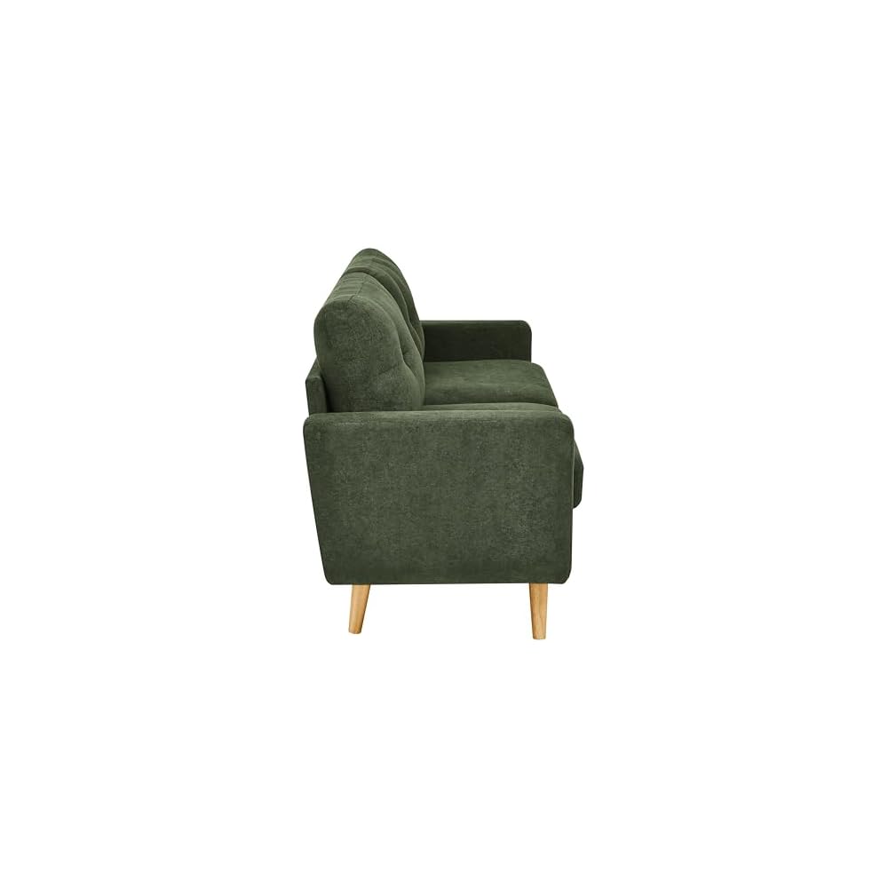 67" Green Loveseat Sofa, Mid Century Modern Love Seat Sofas and Comfy Couches for Living Room, Button Tufted Small Cloud Couch for Bedroom Office Apartment Small Space, Easy Assembly (Dark Green)