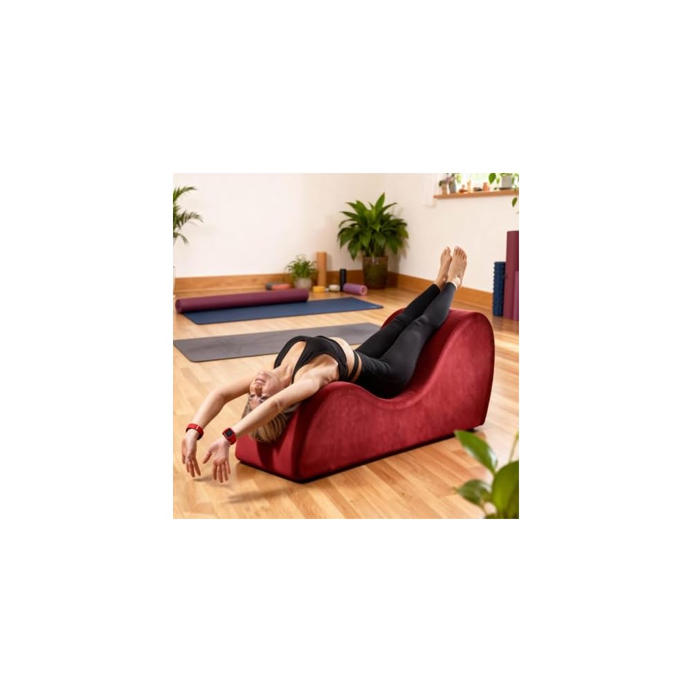 Red Ergonomic Chaise Lounge with Removable Washable Velvet Red Cover for Relaxation, Exercise, 500Lbs Support Sofa Couch for Indoor Living Room, Bedroom, 500Lbs Support