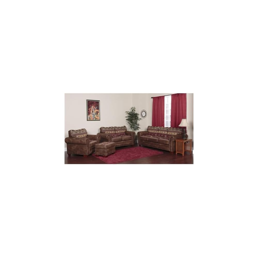 Sierra Lodge 4-piece Microfiber Sofa Set in Brown
