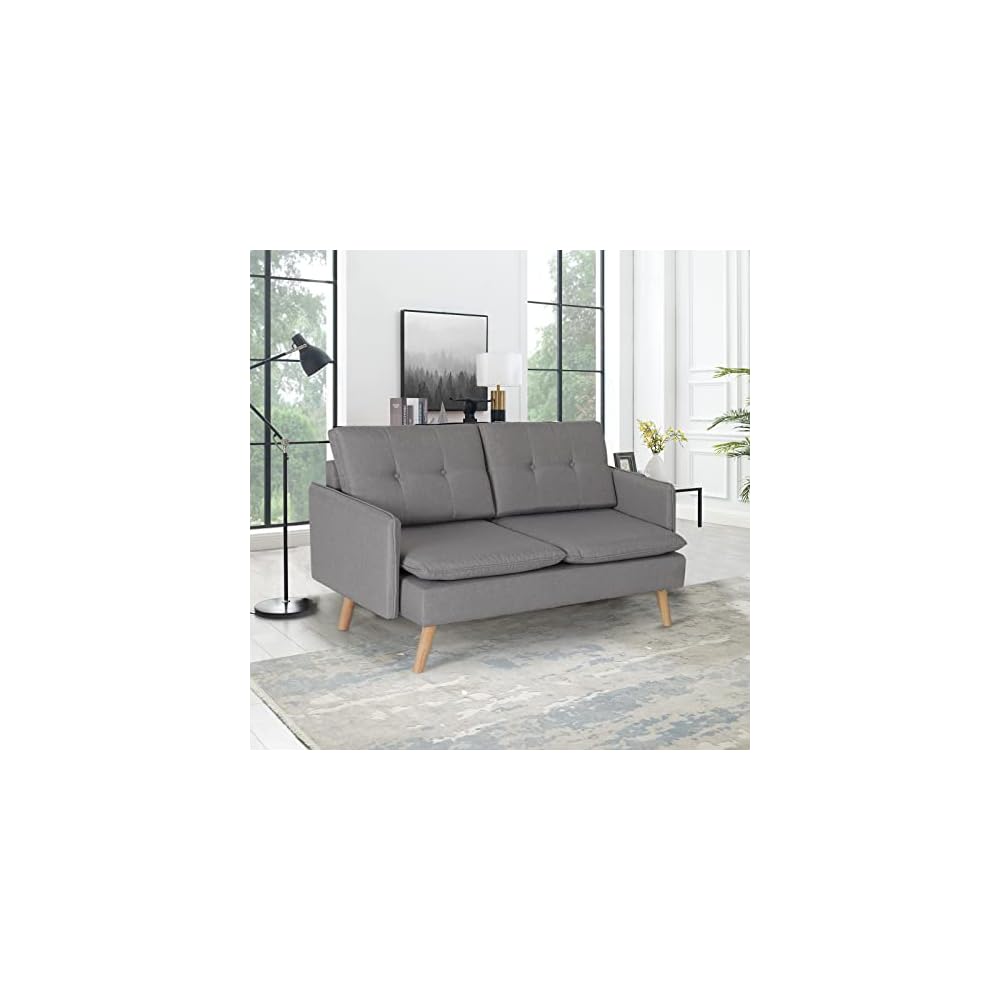 52" Small Loveseat Couch Sofa for Living Room Light Gray