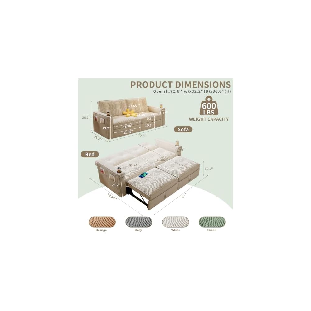 Queen Sleeper Sofa,Pull Out Sofa Bed,Couch with Pull Out Bed