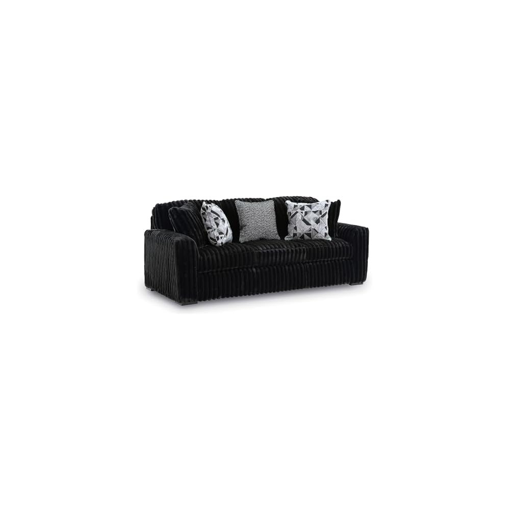Jumbo Corduroy Living Room Sofa, Black Couch