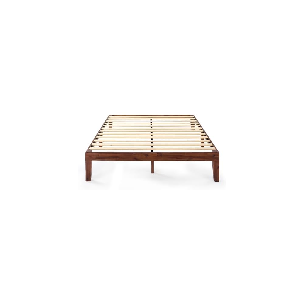 Naturalista Classic - 12 Inch Solid Wood Platform Bed with Wooden Slats, No Box Spring Needed, Easy Assembly, Queen, Espresso