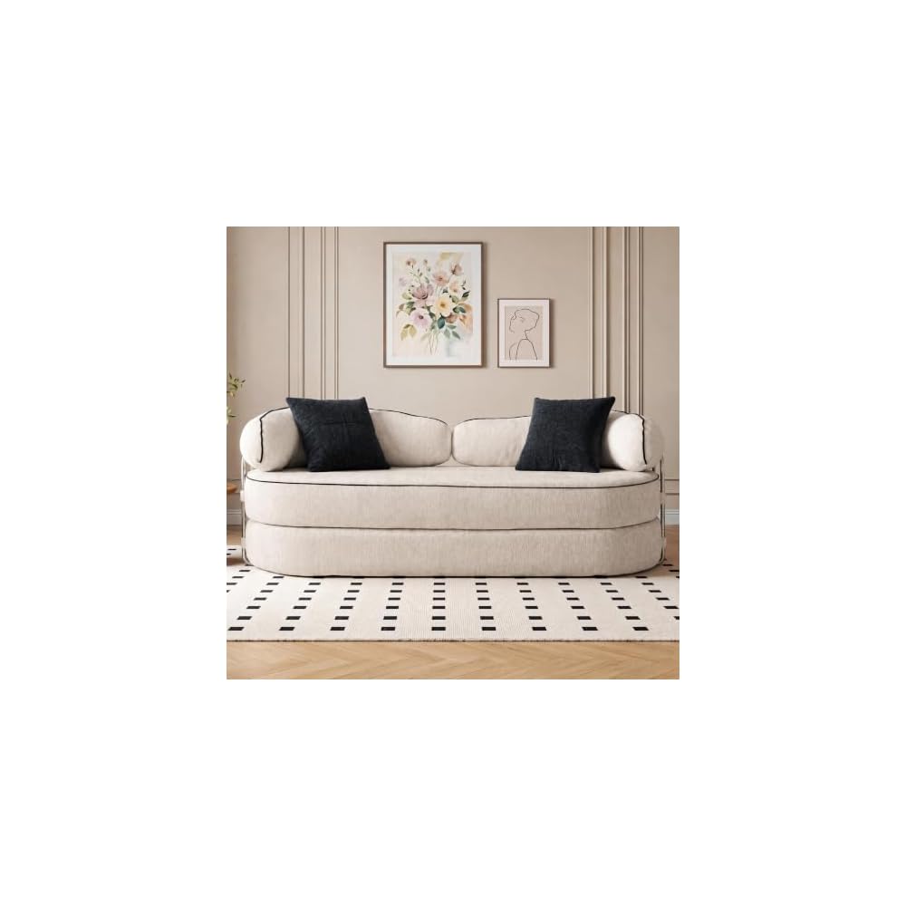4-in-1 Convertible Sofa, 80'' Folding Boneless Couch