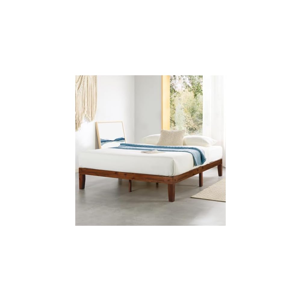 Naturalista Classic - 12 Inch Solid Wood Platform Bed with Wooden Slats, No Box Spring Needed, Easy Assembly, Queen, Espresso