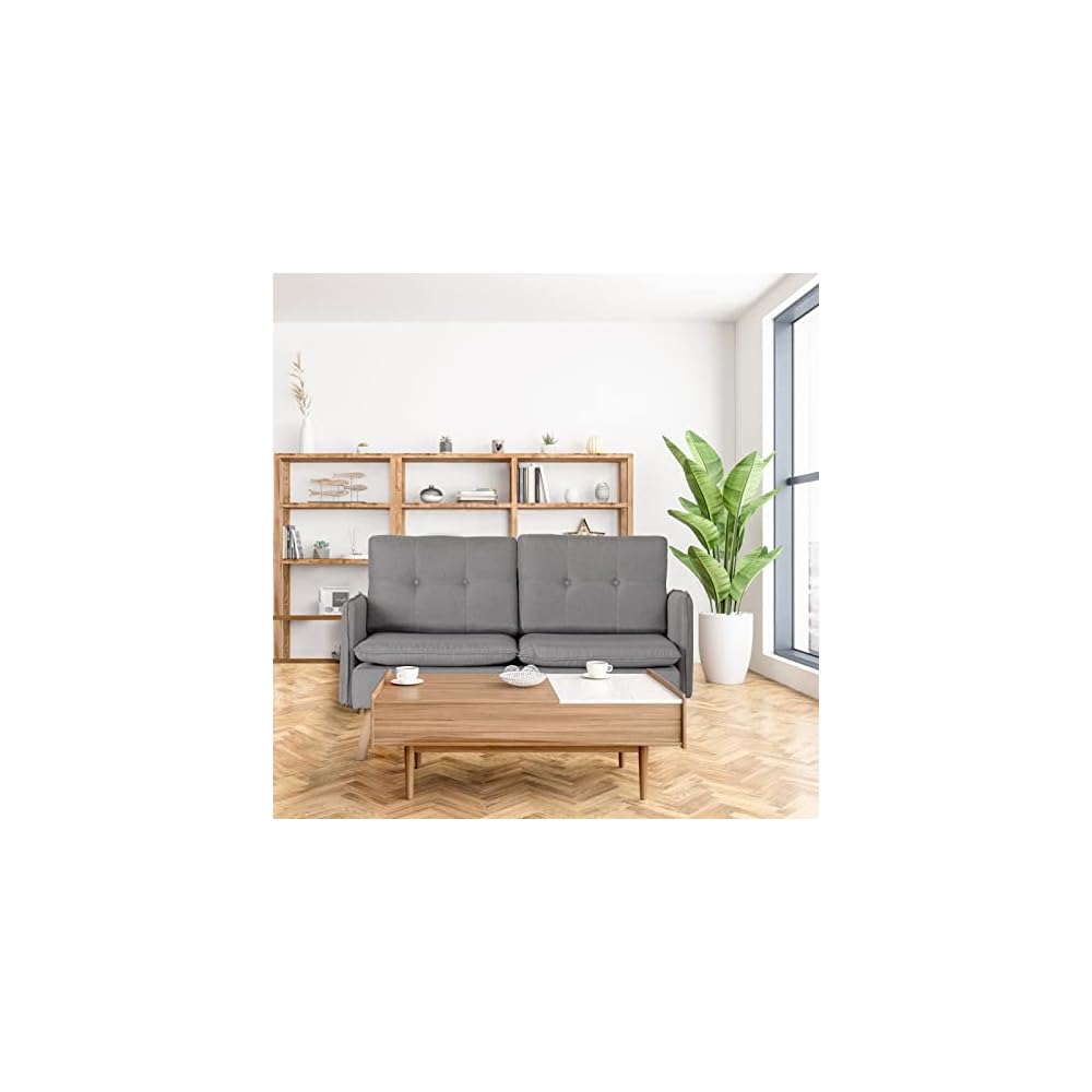 52" Small Loveseat Couch Sofa for Living Room Light Gray