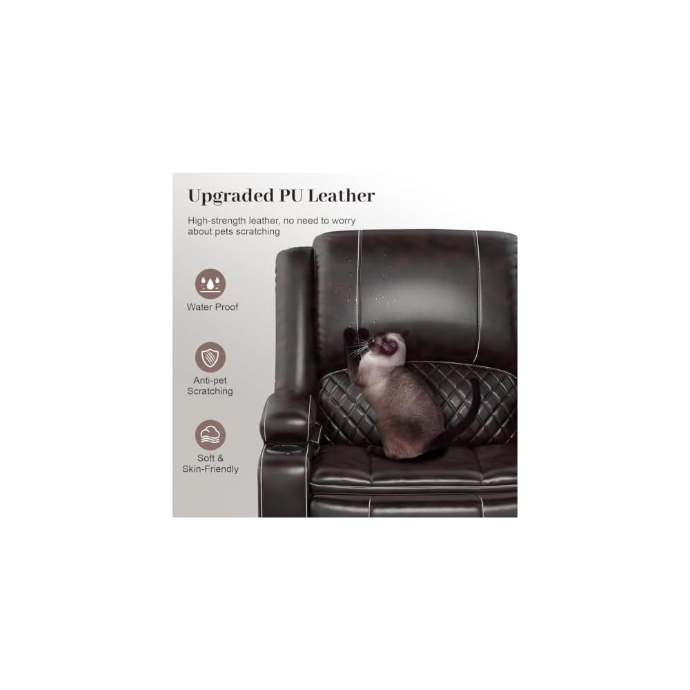 Upgraded 5 Seater Reclining Sofa Set, Modern Living Room Couch (Pu,Brown)