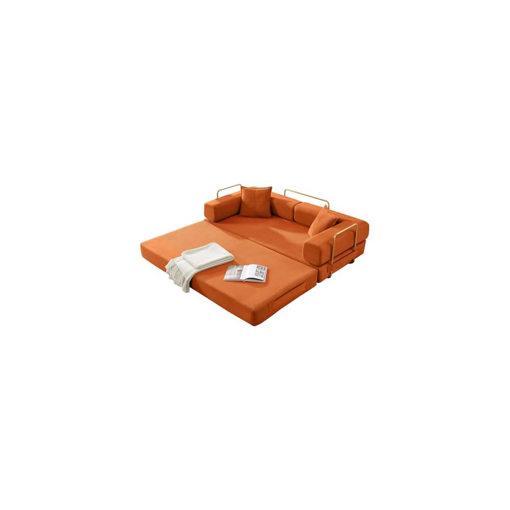 78'' Futon Sleeper Sofa Bed, Boneless Couch for Living Room, Orange