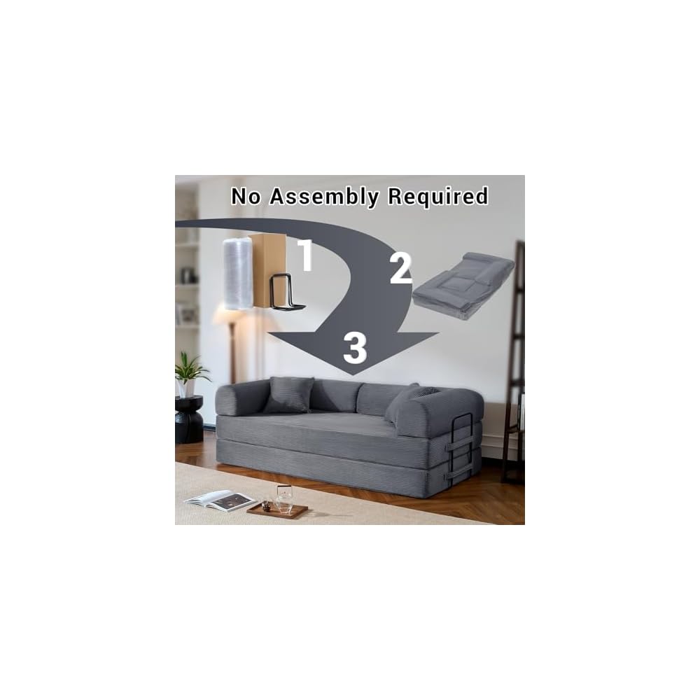 79" Convertible Futon Sofa Bed,5-in-1 Boneless Couch for Small Spaces