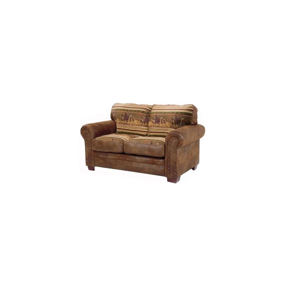 Microfiber Wild Horses Loveseat in Brown