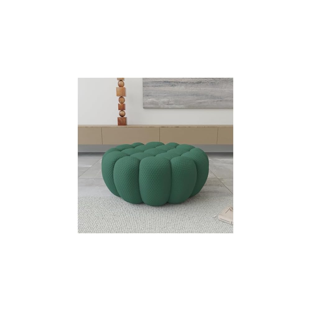 Modern Comfy Ottoman, 41.24'' Bubble Footstool, Upholstered Mesh Fabric Bubble Couch Sofa, 3D Honeycomb Shape Ottoman for Living Room, Office, Apartment, Small Space (Green)