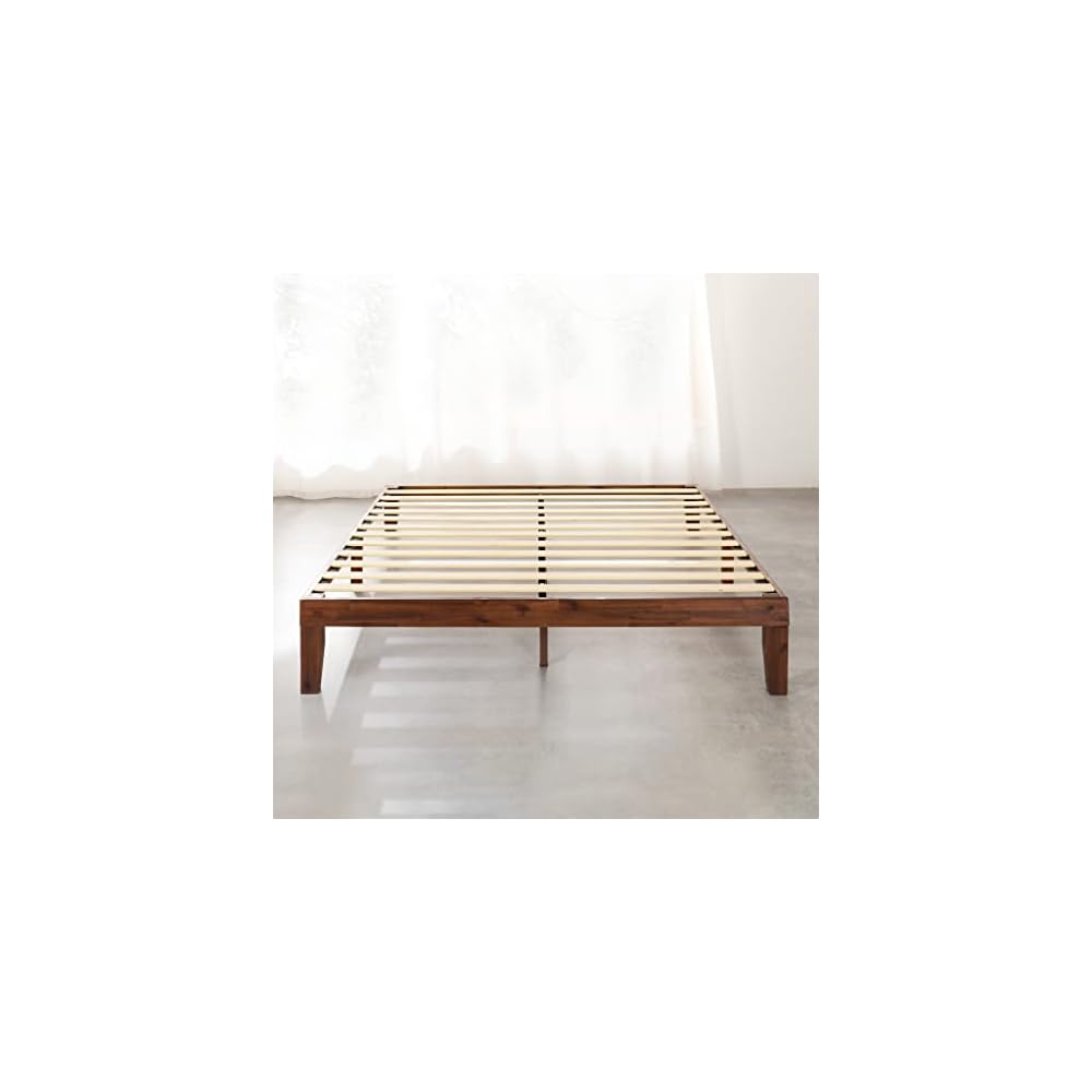 Naturalista Classic - 12 Inch Solid Wood Platform Bed with Wooden Slats, No Box Spring Needed, Easy Assembly, Queen, Espresso