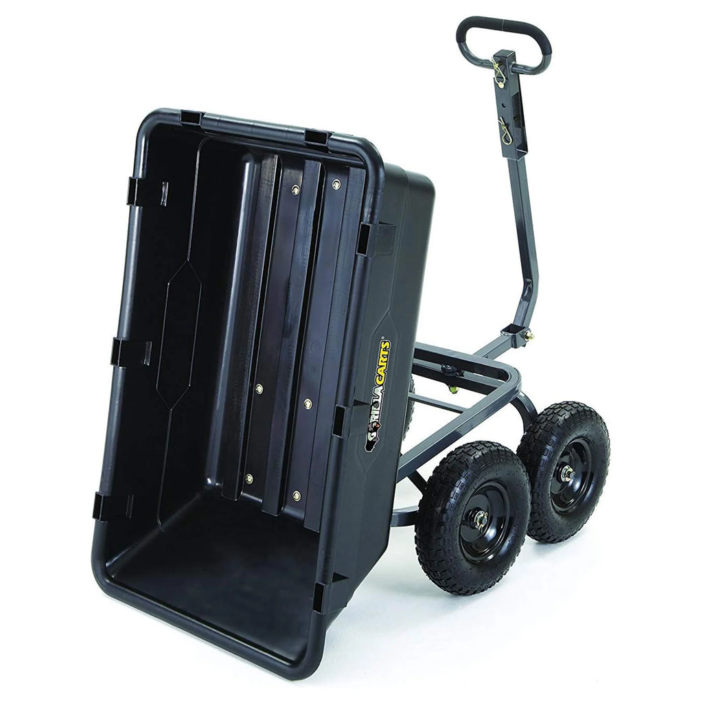 Gorilla Carts 6 Cu Ft Heavy Duty Poly Dump Cart, w/ Steel Frame, Black