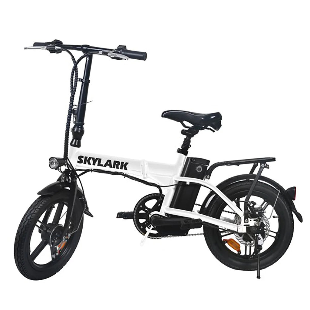 Nakto 16in SKYLARK White Folding City Electric Bicycle/Bike for Men & Women 350w Motor 36V 10Ah Long Lasting Lithium-Ion Battery