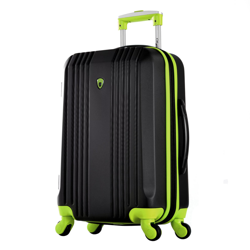 Olympia U.S.A. Apache 3-Piece Expandable Hardcase Luggage Set with Spinner Wheels, Black/Lime