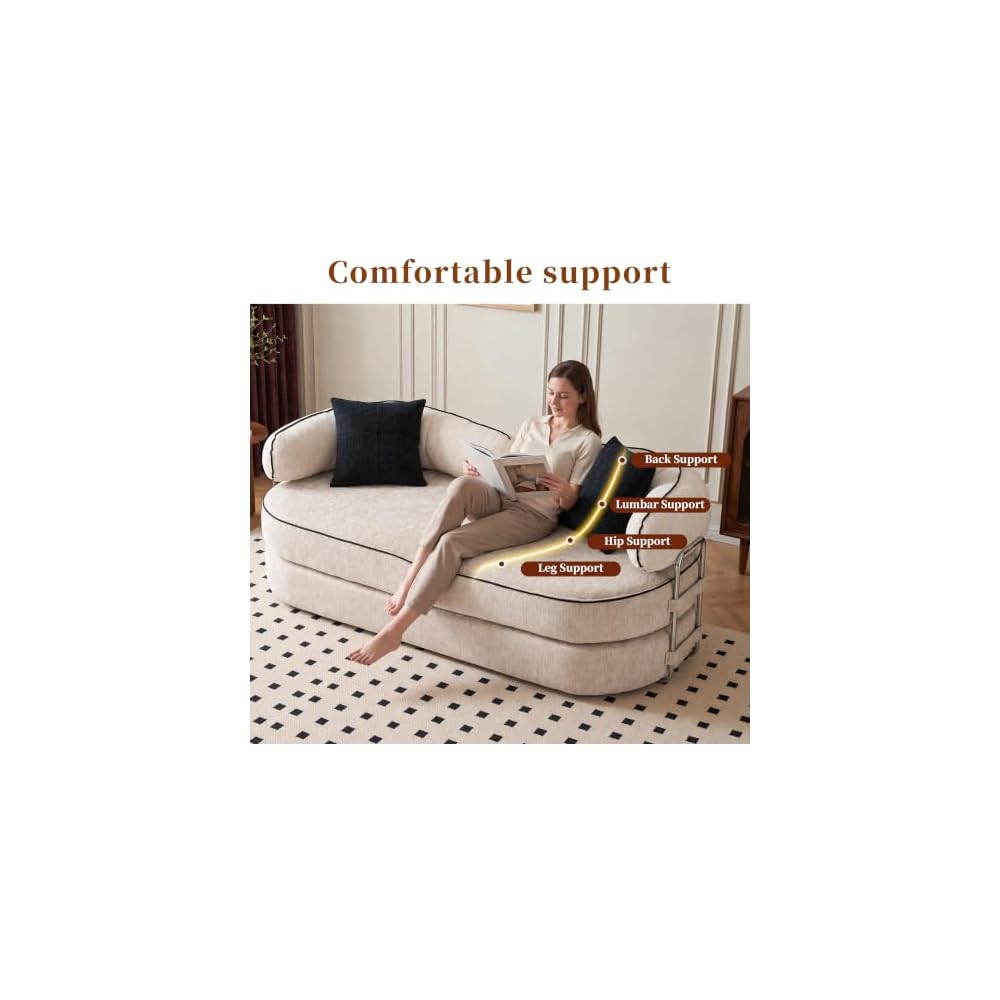 4-in-1 Convertible Sofa, 80'' Folding Boneless Couch