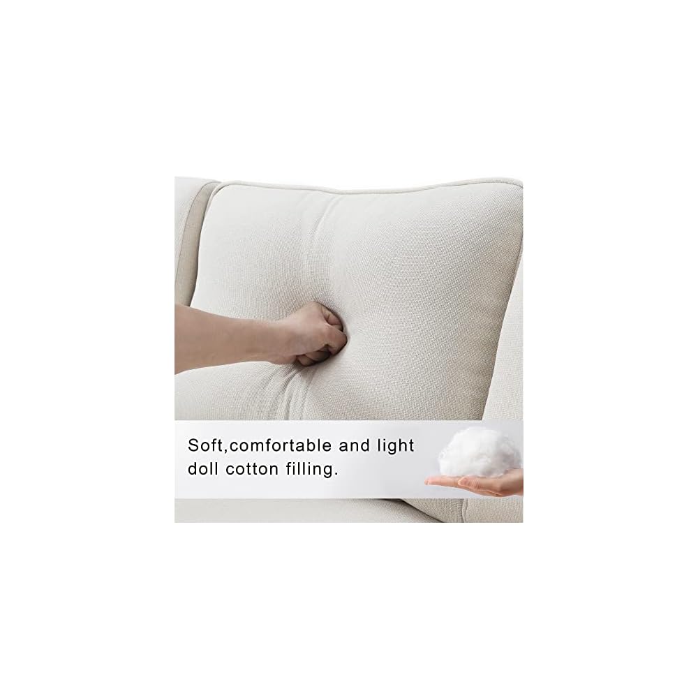 Upholstered Sectional Sofa with Console, 2 Cup Holders and 2 USB Ports & Wirelessly Charged, Modern Linen Fabric 4-Seat Couch with 4 Pillows for Living Room, Apartment, Office, 114.2inch