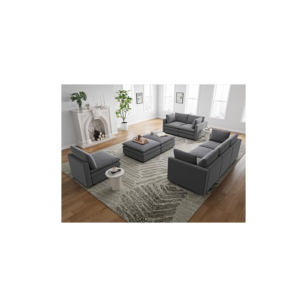 Cloud Couches for Living Room L Shaped Sectional Couch with Ottoman Deep Plush 4 Seats Sofa Modern Sofa for Apartment