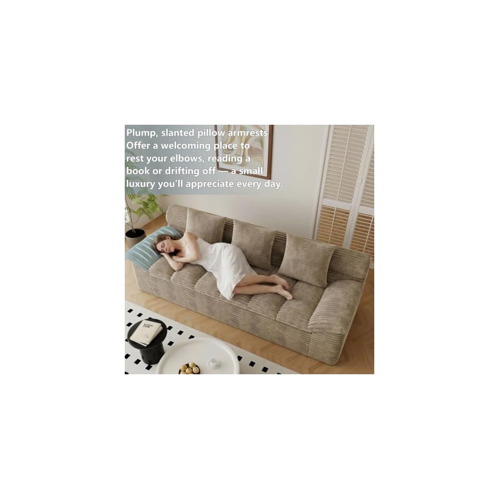 71" Cloud Boneless Loveseat Couch, Tilted Armrests & Double Cushion, Camel