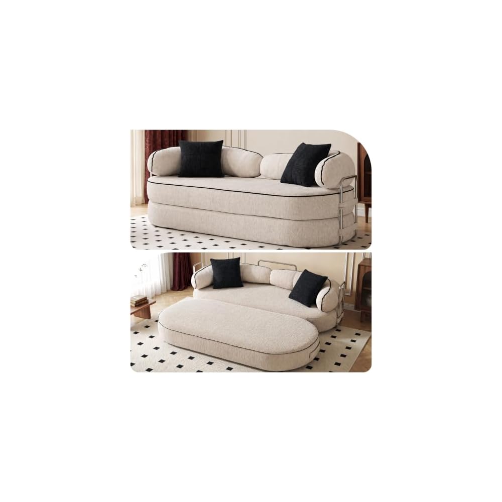 4-in-1 Convertible Sofa, 80'' Folding Boneless Couch