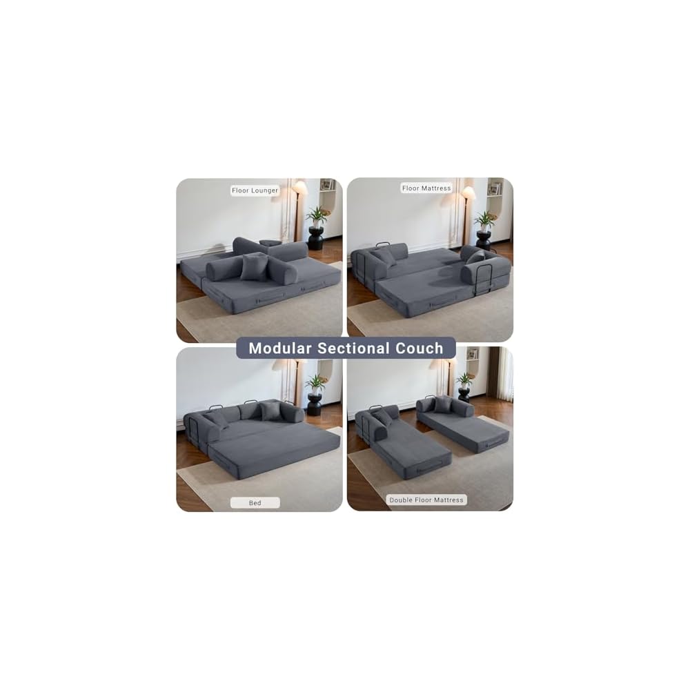 79" Convertible Futon Sofa Bed,5-in-1 Boneless Couch for Small Spaces