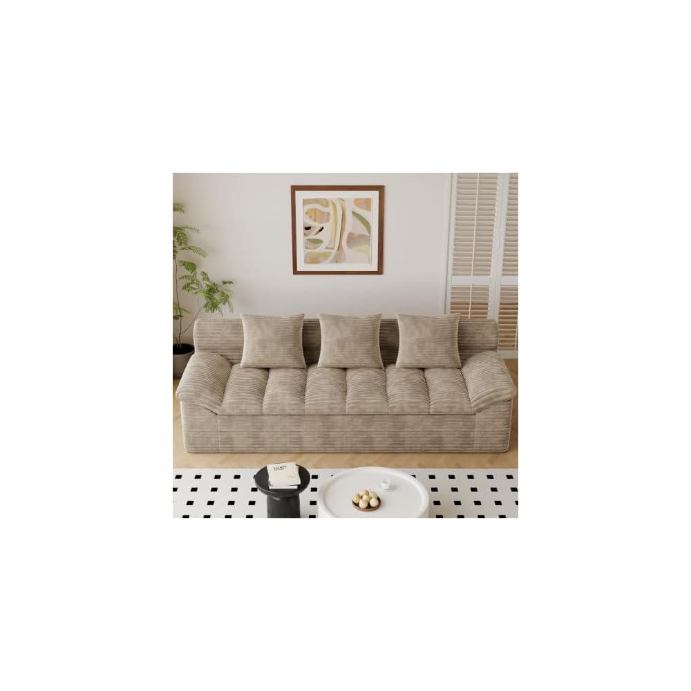 71" Cloud Boneless Loveseat Couch, Tilted Armrests & Double Cushion, Camel