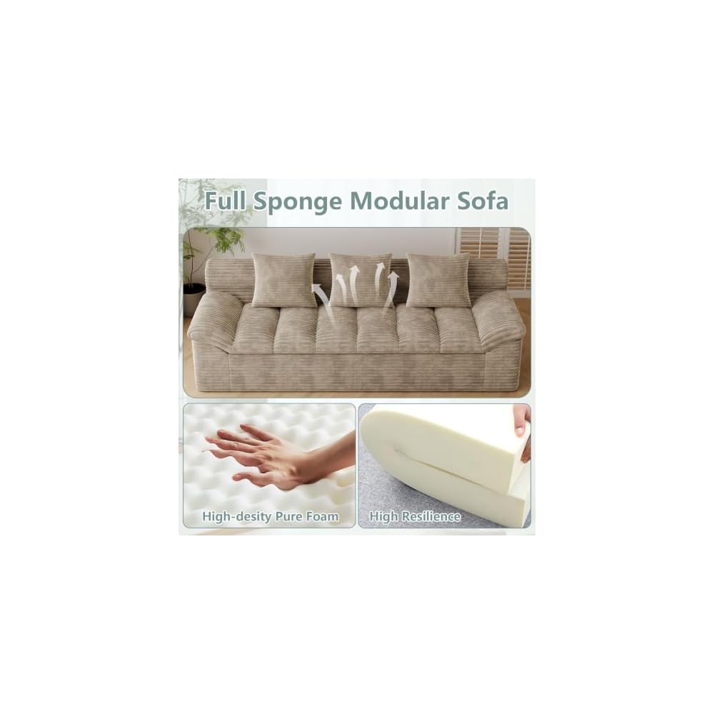 71" Cloud Boneless Loveseat Couch, Tilted Armrests & Double Cushion, Camel