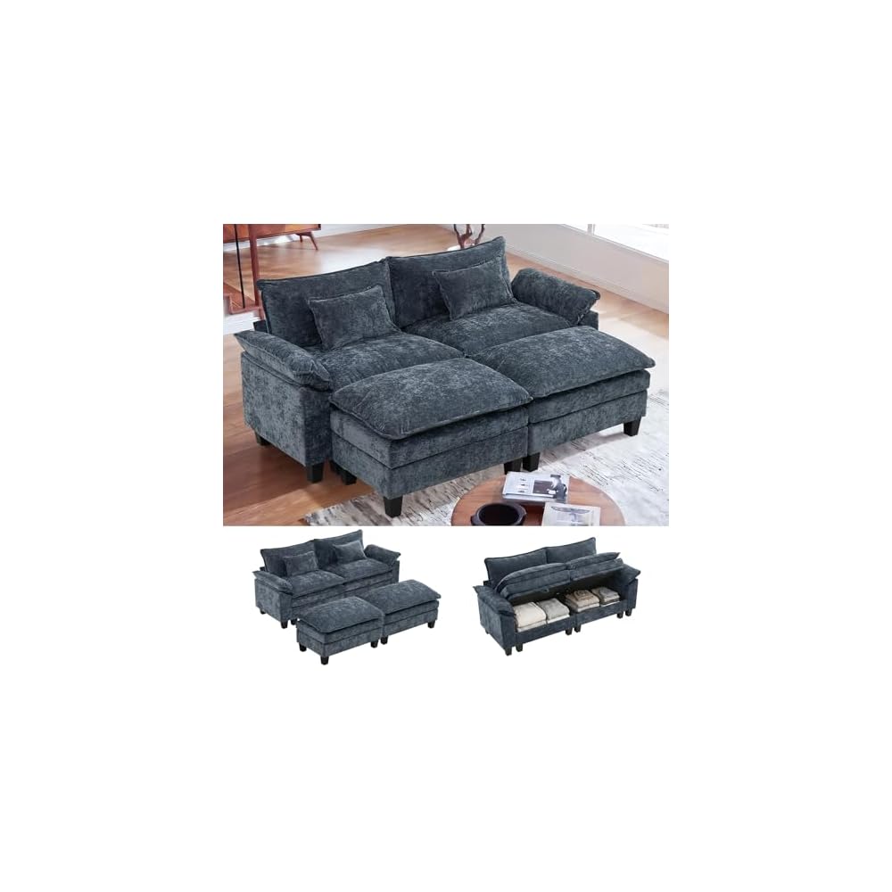 85" Modular Sectional Sofa with Storage, Comfy Cloud Couch Sleeper