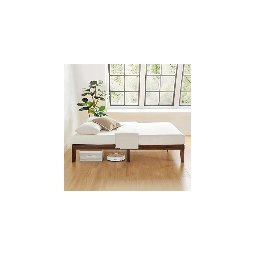 Naturalista Classic - 12 Inch Solid Wood Platform Bed with Wooden Slats, No Box Spring Needed, Easy Assembly, Queen, Espresso