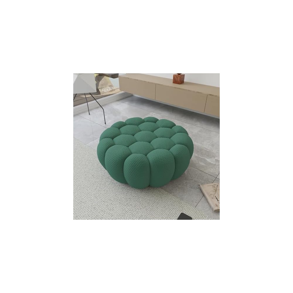 Modern Comfy Ottoman, 41.24'' Bubble Footstool, Upholstered Mesh Fabric Bubble Couch Sofa, 3D Honeycomb Shape Ottoman for Living Room, Office, Apartment, Small Space (Green)