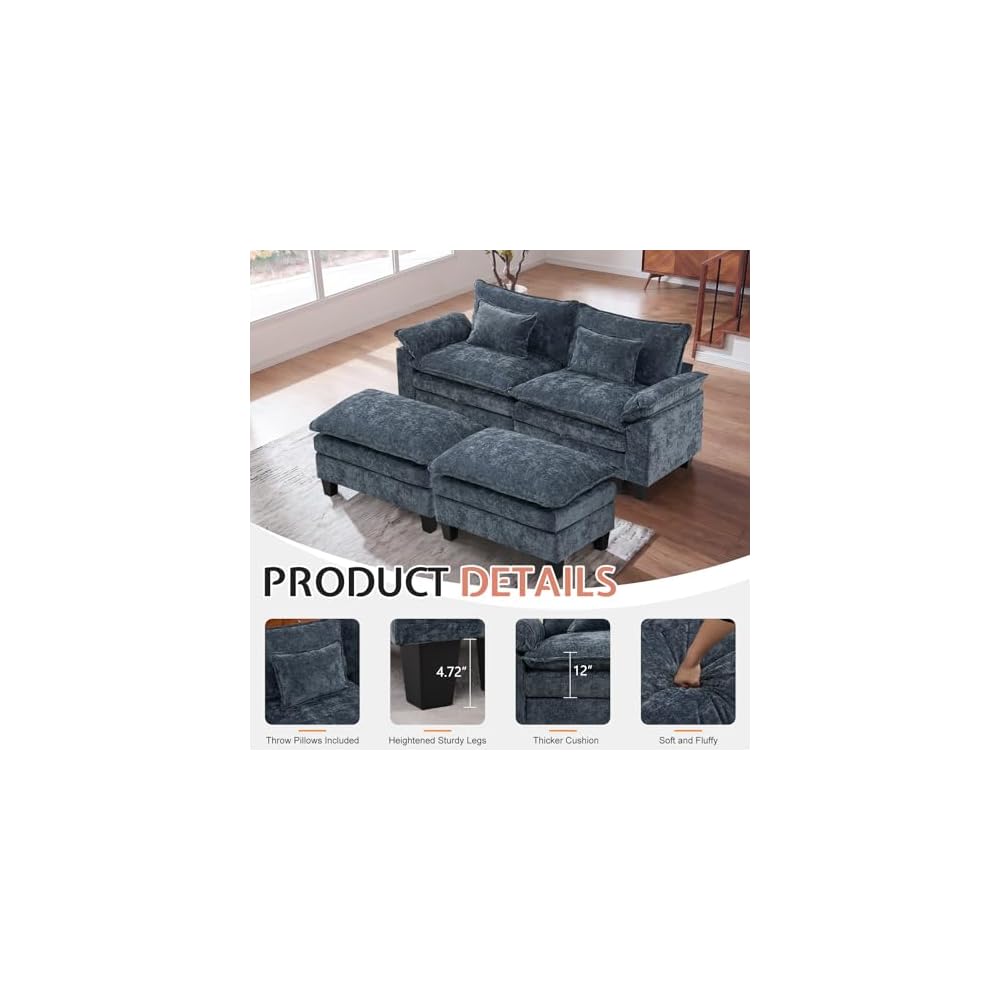 85" Modular Sectional Sofa with Storage, Comfy Cloud Couch Sleeper