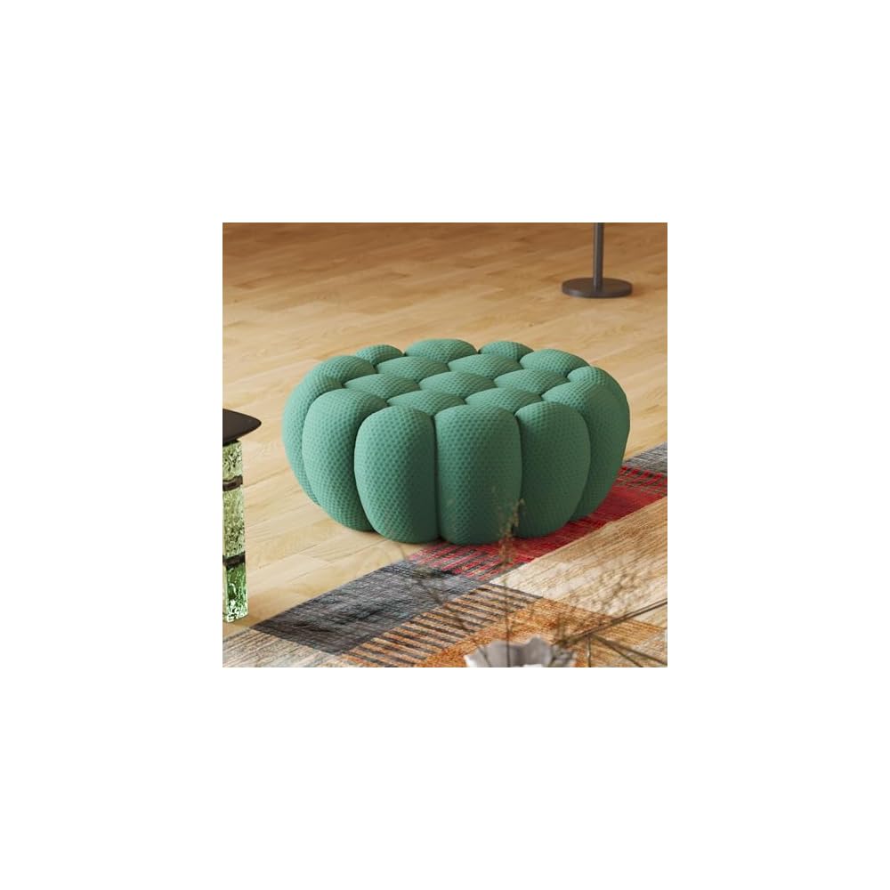 Modern Comfy Ottoman, 41.24'' Bubble Footstool, Upholstered Mesh Fabric Bubble Couch Sofa, 3D Honeycomb Shape Ottoman for Living Room, Office, Apartment, Small Space (Green)