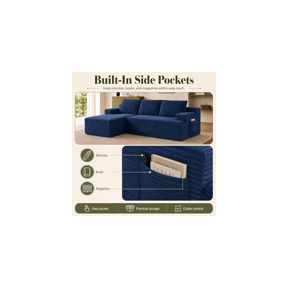 Boneless Couch Comfy Sectional Couches for Living Room,U Shaped Modular Cloud Couch Sofa, Minimalist Modular Sectional Sofa with Deep Seat